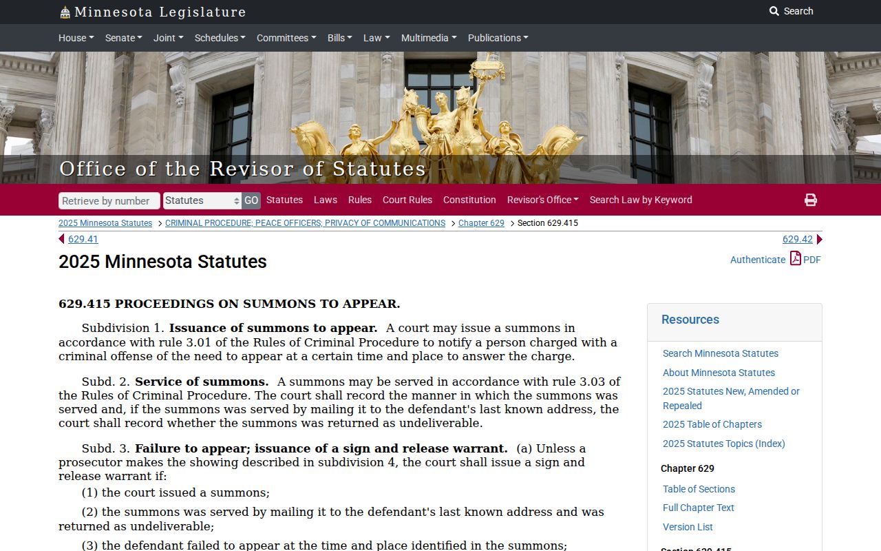 Carver County bench warrant resolution and the Minnesota sign and release statute