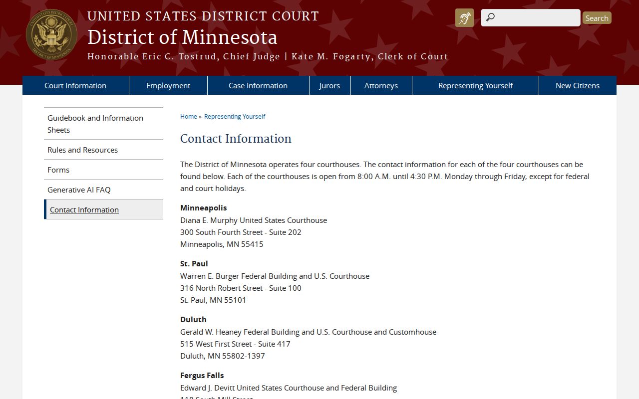 Federal court in Minnesota, separate from Carver County arrest warrant records
