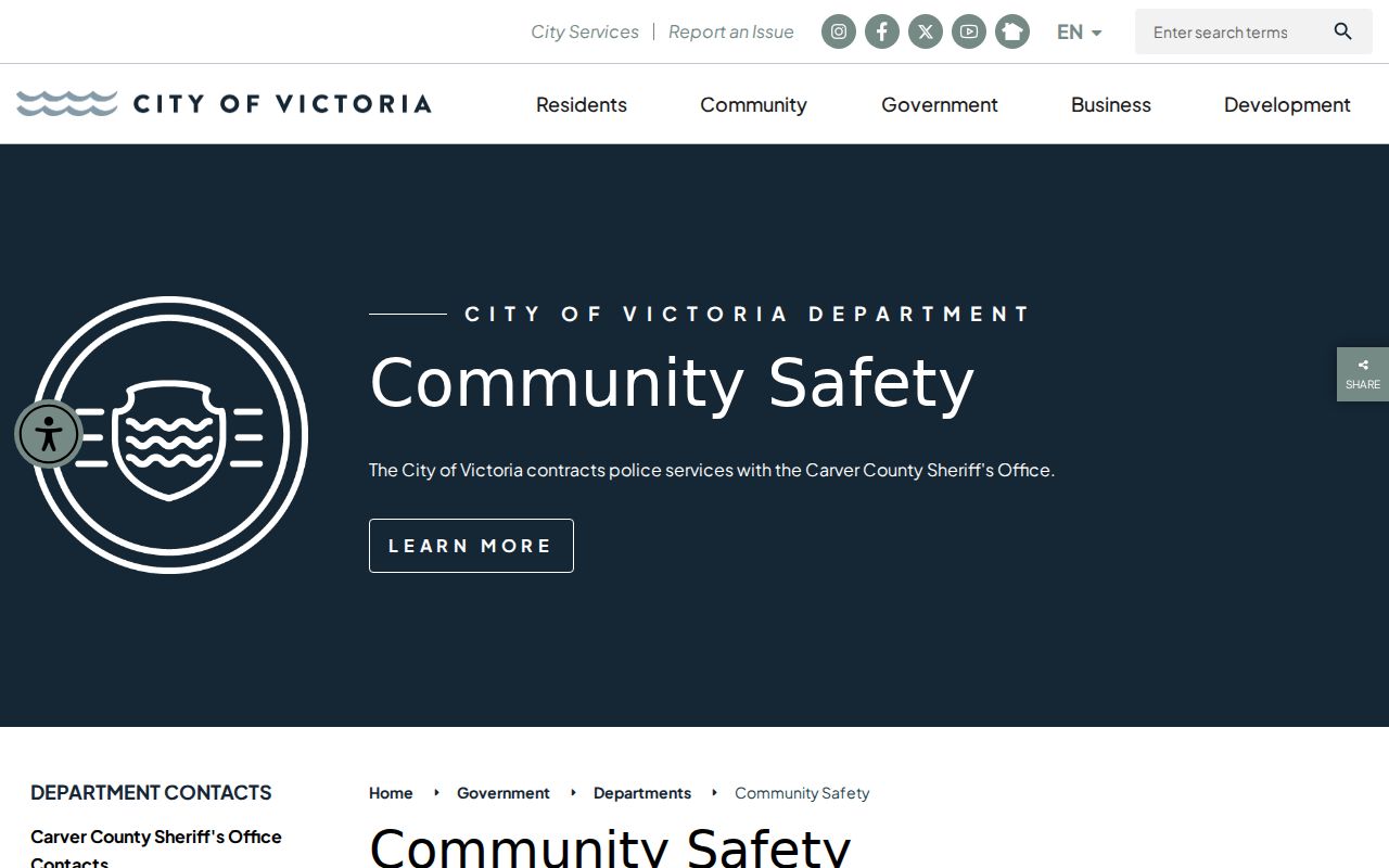Victoria community safety contract with the Carver County Sheriff's Office and warrant service